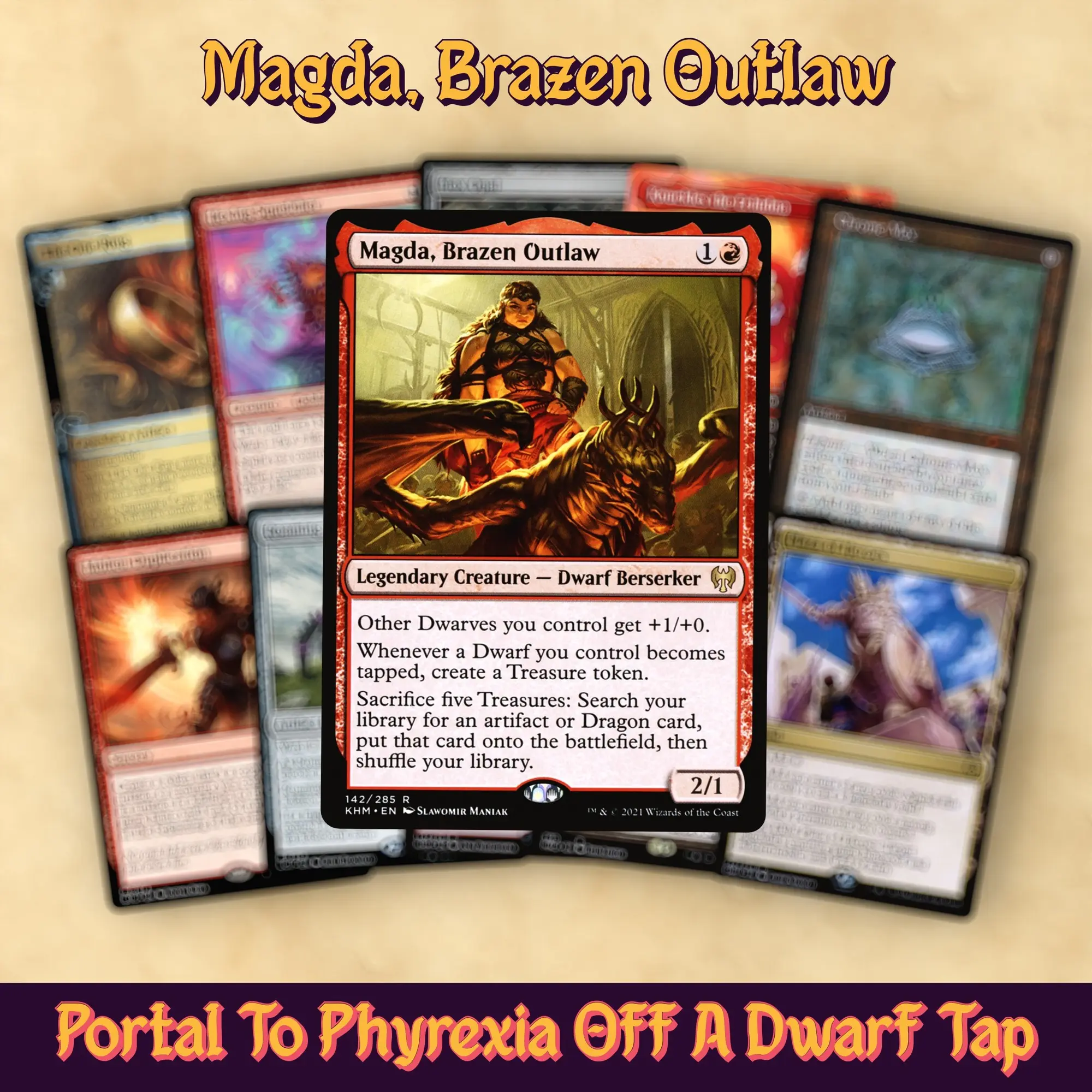 Magda, Brazen Outlaw Dwarf Treasure Combo cEDH Bracket 5 Commander Deck – 100 Card MTG Proxy Deck + 8 Bonus Cards | Mono-Red Magic the Gathering EDH