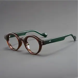 CLOG retro round frame lensless fashion glasses, tortoiseshell pattern decoration, full frame PC lenses and frames, computer game decorative glasses - Valentine's Day and New Year gifts