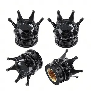 4pc Crown Design Tire Valve Stem Caps, Corrosion Resistant Universal Fit for Cars Trucks Bikes, Durable Replacement Parts, Truck Accessories