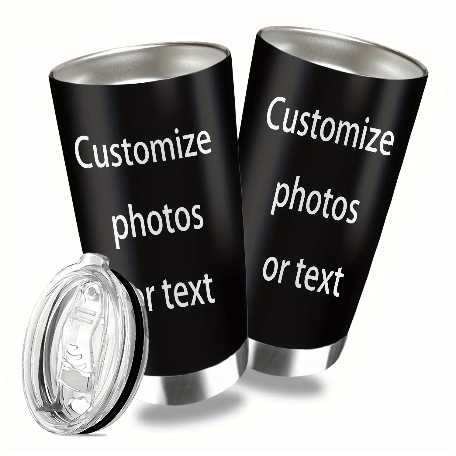 Customizable 20oz Tumbler with Lid - Stainless Steel Double Wall Vacuum Insulated Cup, Personalized with Your Images/Text, Ideal Gift for Christmas, Birthday, Office