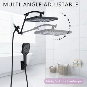 Multi functional 3 - mode shower,rectangle Top Sprayer Shower Set Combo . The 12 - inch (approx. 30 cm) large - sized full - body showerhead comes with an adjustable extended arm and is easy to install.