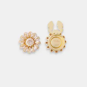 ButtonVena BELLIS - 1 SET (2Pcs) Gold Plated Fastening Piece Crystal Center Minimal Hardware