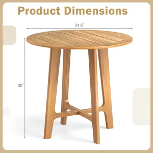 COSTWAY - 31.5 Inches Patio Dining Table with Slatted Tabletop and X-shaped Frame