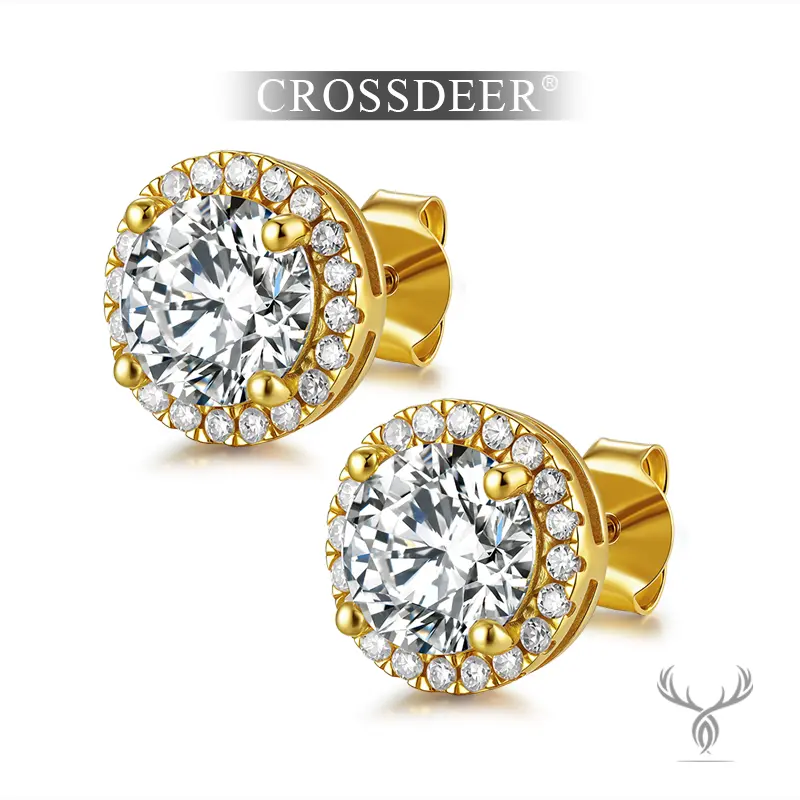 CrossDeer 18K Gold Plated Cubic Zirconia Cross Earrings Studs Perfect Birthday Mother’s Day Christmas Gift for Men Women Wedding Set