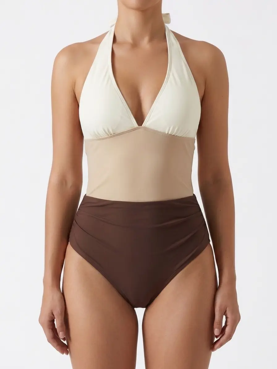 Women's Halter 1-Piece Swimsuit with Built-in Bra - Flattering Bathing Suit for Tummy Control, Beach Days, Bathing Suits