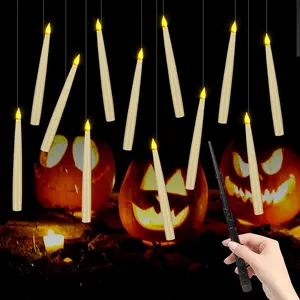 12 Pack Christmas Decoration Floating Candles with Magic Wand Remote, Flameless Taper Candles, Flickering LED Floating Candles, Hangable, Suitable for Christmas Birthday Party Home Decoration Gifts