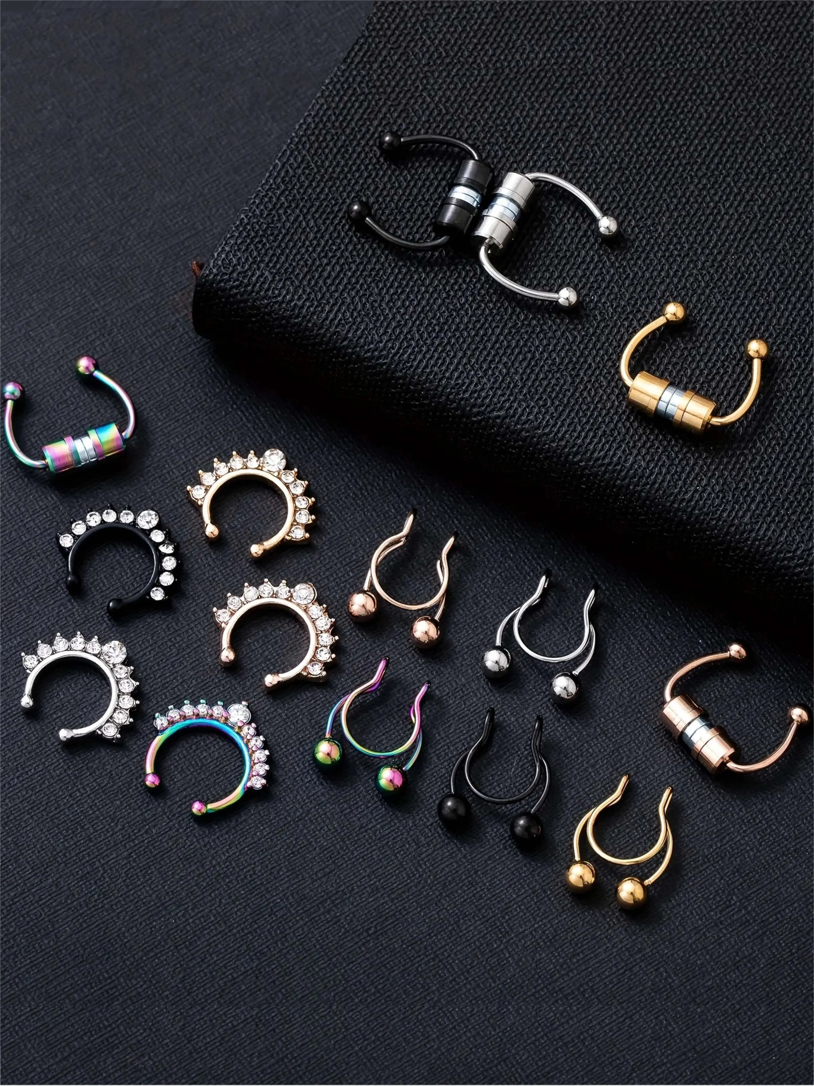 3Pcs Fake Nose Ring Magnetic Septum Ring Fake Nose Hoop Stainless Steel Horseshoe Clip On Nose Septum Ring Non Piercing Jewelry Non Piercing Clip