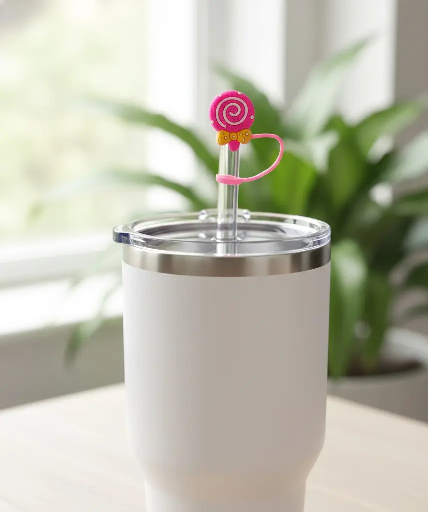 Stanley Sweet Sunshine Set - 5-Piece Silicone Charms for 40oz/30oz Tumblers - Includes Pink Lollipop White Kitty Sun Bee Daisy BPA-Free Food-Grade Silicone
