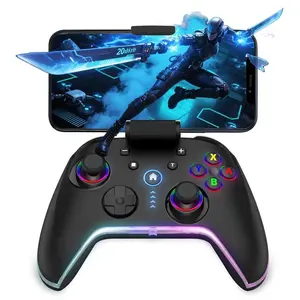 Mobile  Controller for iOS//Android/Cell Phone//Laptop, Gaming Gamepad with Phone Clip for Gamers, Hall Effect Triggers, Wired PC Control, with RGB LED Lighting/Vibration/6-Axis Gyro/Turbo (Black)