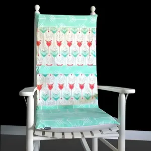 Patchwork Mint Green, Coral Pink Arrows Custom Rocking Chair Pad