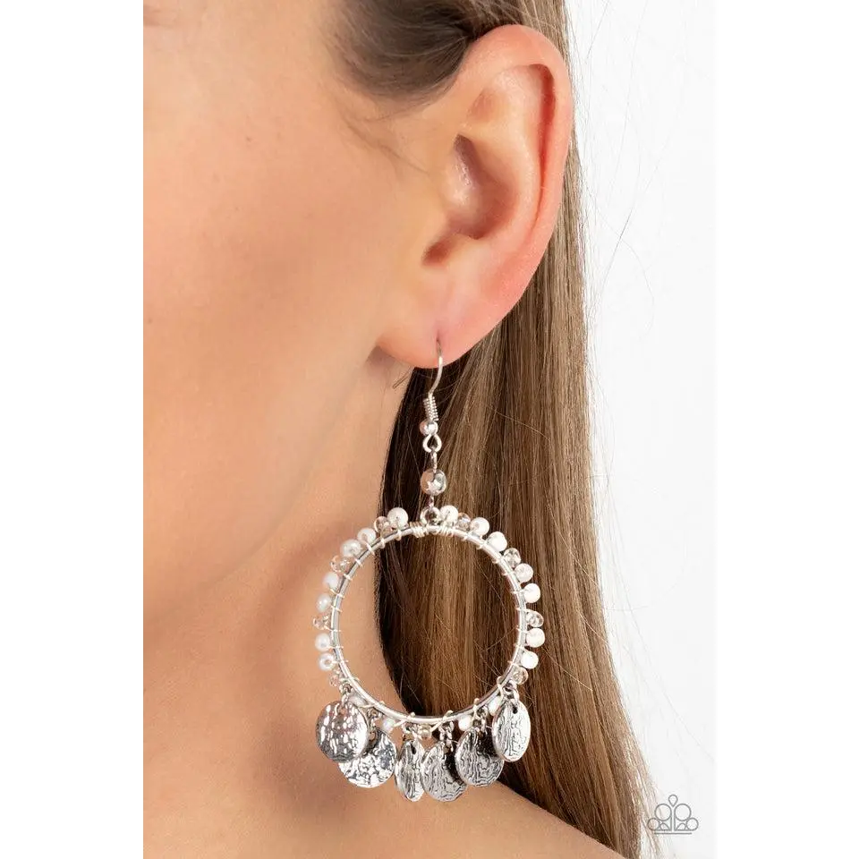 Paparazzi Bohemian Beach Blast White Earrings