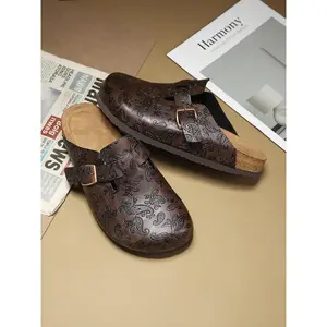 High-End Valentine's Gift, Unisex Closed-Toe Slippers with Random Floral Design, Premium Leather for All-Day Comfort, Stylish Casual Footwear, Closed Toe Shoes