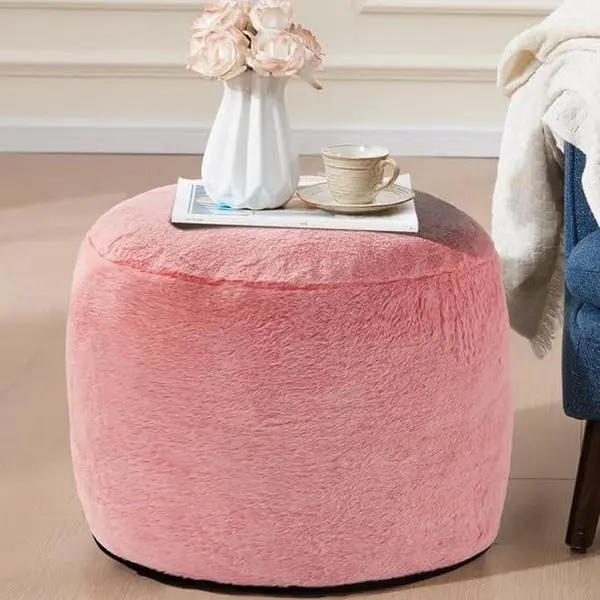 Foot Ottoman 20"x15" Small Automan Foot Rest Pouf Ottoman Cover Round with Sponge Small Foot Rest Filled Foot Pouf Ottomans Stuffed  Mushroom Modern Ottomans Hassock Footstool Footrest for Couch