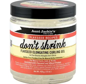 Aunt Jackie's Flaxseed Recipes Don't Shrink Elongating Hair Curling Gel for Natural Curls, Coils and Waves, Helps Prevent Dryness and Flaking, 15 oz