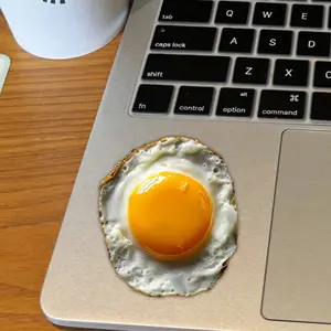1PC 3D Creative Fried Egg Stickers Waterproof Vinyl Decals for Cars, Cards, Notebooks, Tablets, Cups, and Luggage High-gloss Finish Durable Adhesion Self-adhesive Decals for Glass and Metal Surfaces