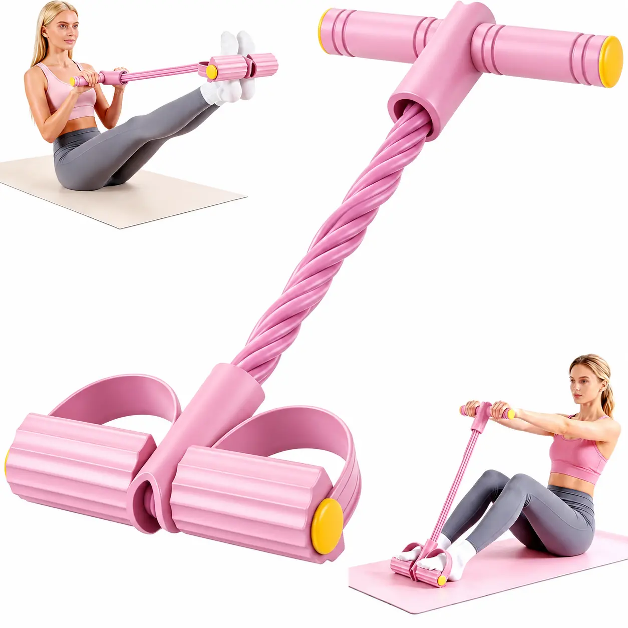 6-Tube High-Resistance Pedal Resistance Band Trainer, Compact Portable Multifunctional Exerciser for Home Full-Body Training, Arm Leg Waist Muscle Stretching