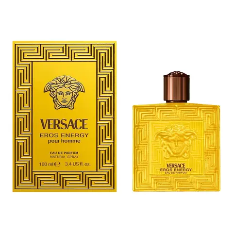 Men's Versace Eros Energy Pour Homme Eau De Parfum - 3.4 oz Citrus Aromatic Long Lasting Cologne, Aromatic Amber Spicy, Citrus Woody Musk, Invigorating Lemon Fragrance