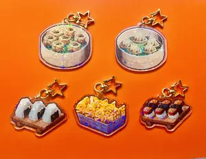 Delectable 2.5" Holographic Acrylic Chinese and Japanese Street Food Keychains