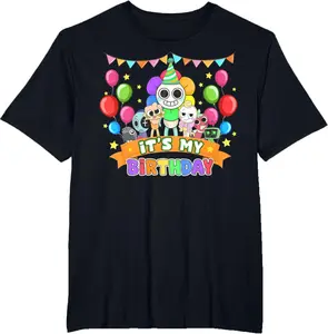 It's My Birthday Dandy World For Boys Girls Kids Dandy's T-Shirt, Cute Dandy Lover Funny World Sprunki Toys Unisex-Kids Black Small Birthday, Dandy And Pebble World Birthday Dandy's Costume For Kids