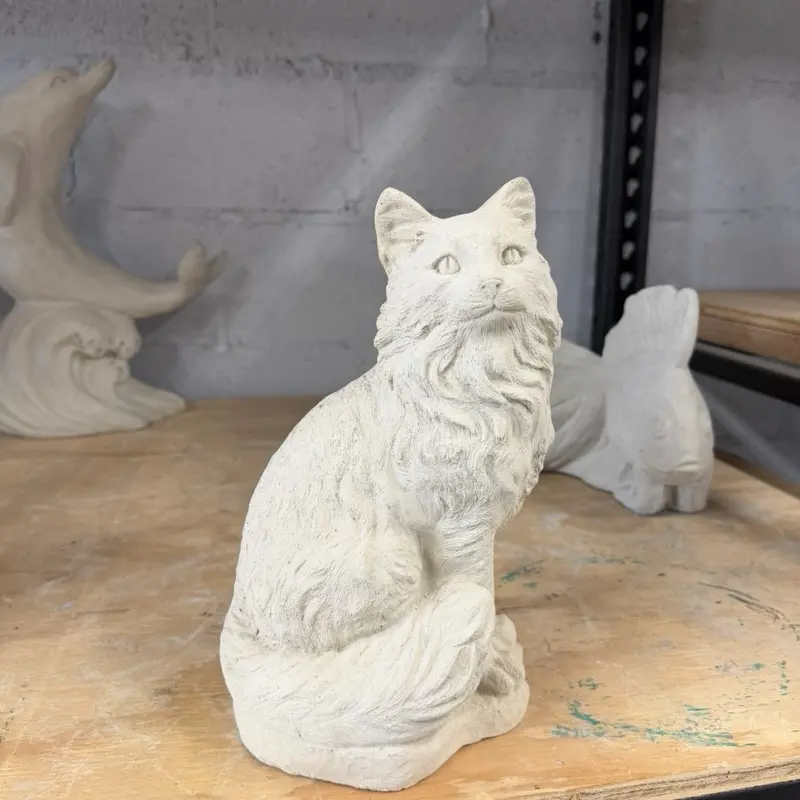 Concrete Cat Statue, 15 inches Tall, Garden and Home Decor Accent