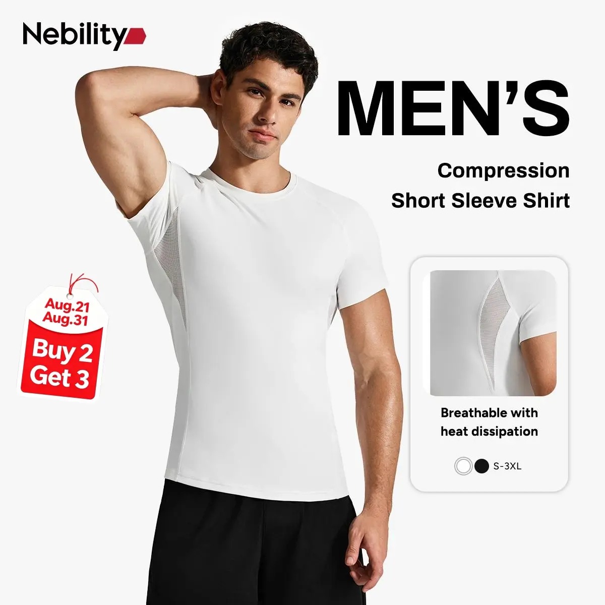 【New Arrival】Men’s Short Sleeve Compression Shirt with Breathable Mesh Panels at Underarms and Back – Lightweight Stretch Athletic Performance T-Shirt for Gym, Training, Running and Daily Active Wear，fathersdaygift