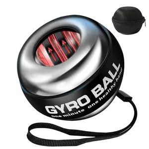 Gyroball,Wrist Exerciser Ball, 5 Level Resistance/Light Control, Gyroscopic Forearm Trainer, Strengthening Arms, Fingers, Wrist (Metal Case), gyro ball