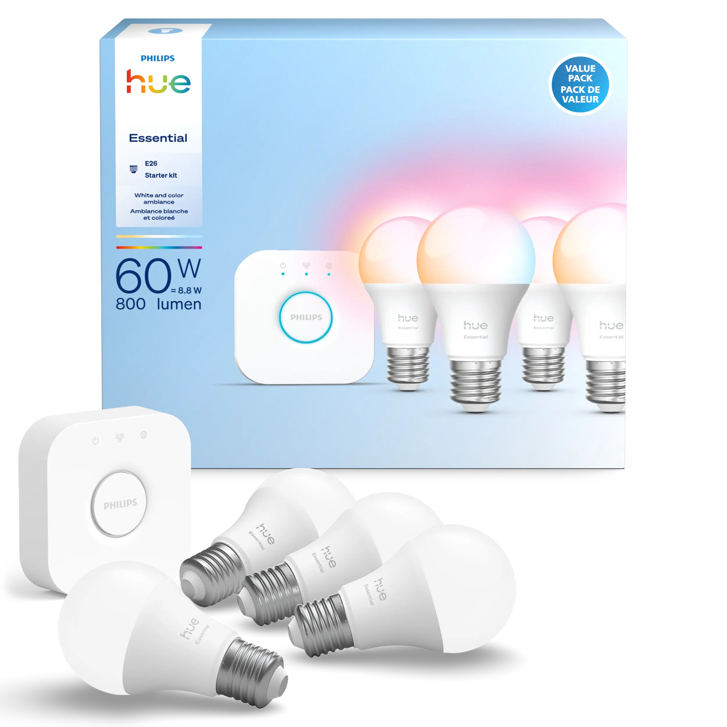 Philips - Hue Essential White and Color Ambiance - 4PK Starter Kit