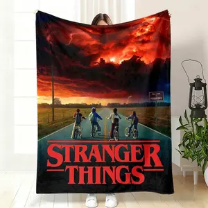 Stranger Things decorative custom blanket, stylish sci-fi inspired throw for modern home decor. Soft cozy fabric for couch and bed use, adds aesthetic vibe to living room or bedroom. Great gift for fans men women teens.