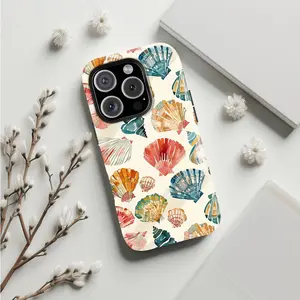 Sparkling Summer Seashell Phone Case—Exclusively designed for Apple iPhone 17, 16, 15, 14, 13, 12, and 11 Pro Max/Plus models. Featuring a dual-layer protective structure, this stylish and trendy case makes for a perfect gift.