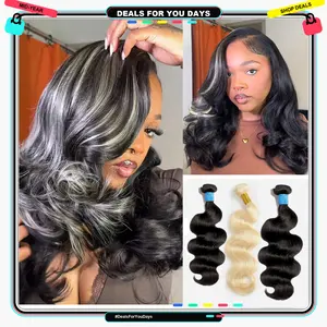 [Summervibes] 12A 1B/613 T1B/P4/27 Peekaboo Highlight Human Hair Bundles 100% Virgin Vietnamese Hair Tangle-Free, No Shedding, Can Be Dyed & Styled