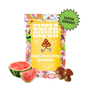 SuperMush Dr. G Daily Greens Gummies - Lion’s Mane, Spirulina, Chlorella, Ashwagandha, Prebiotics & Vitamins C, D, Zinc - Sugar Free Greens Gummies for Immunity, Gut Health & Radiance - Vegan
