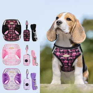 Automatic Retractable Dog Leash for Small Medium Dogs, Breathable Reflective Chest Harness, Anti-Pull Night Safety Walking Rope