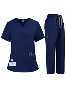 Two Piece Men's Pet Hospital Doctor Hand Washing Set Short Sleeved Brush Suit Veterinary Clinic Work Suit
