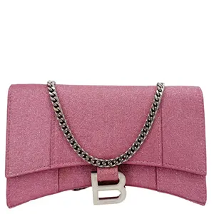 Pre-owned Balenciaga Leather Shoulder Bags Hourglass Wallet On Chain Shoulder Bag Pink