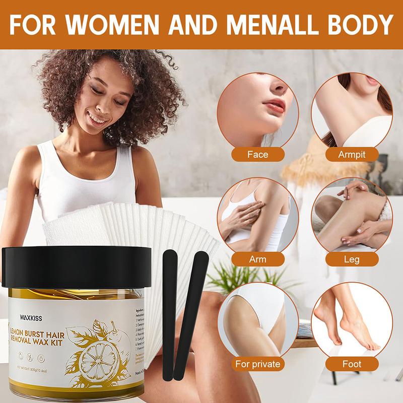 Sugar Waxing Kit, Clean & Easy Charcoal Honey Hair Removal Wax for Personal at Home & Professional at Salon Use, All Skin Types Wax Kit For Women Bikini Face Arms & Legs, Gentle Sugaring Kit - 10.6 oz, 0.66lbs, 300g/Can