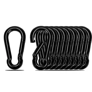 Spring Snap Hook Black Carabiner , Small Black Carabiner Clip 1.57 inch 10 count Heavy Duty Carabiner Clip Qick Link for   Leash Locking Camping Fishing Hiking