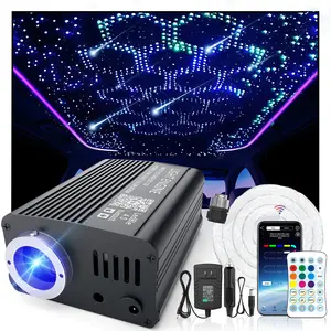 Twinkle & Meteor Car Starlight Headliner Kit - 750pcs 0.75mm 3m RGBW LED Fiber Optic Light, 24-Key Remote & Bluetooth APP Control, Music Sync, 12V 16W for Car/Home Theater