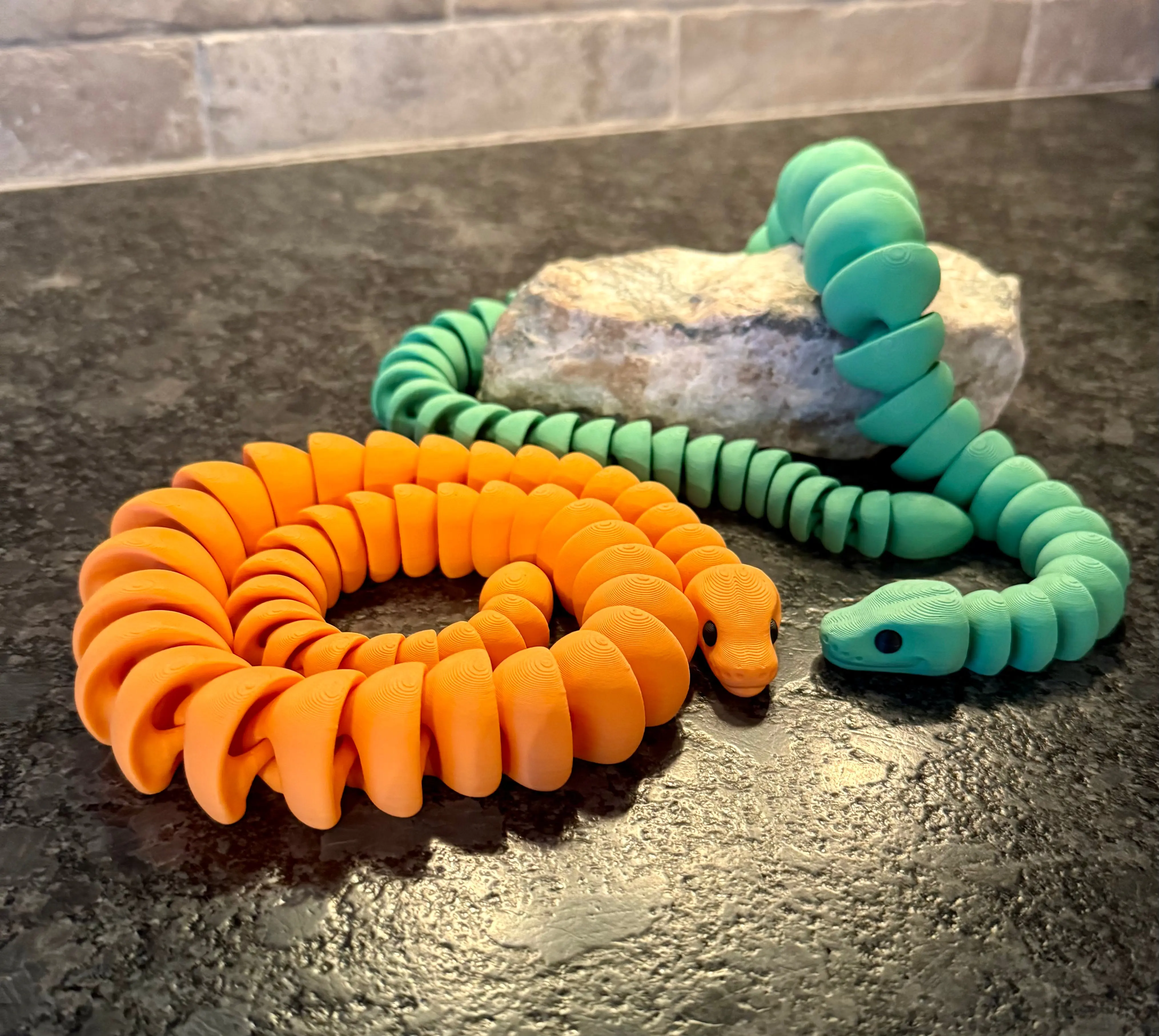Ball Python Snake Flexi Articulated 3D Printed Figurines