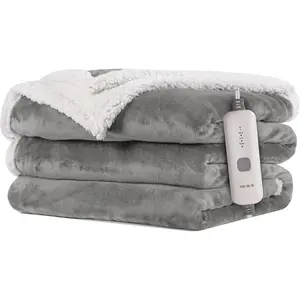 Heated Blanket Flannel & Sherpa 72"x84" Full Size - 4 Heat Levels 10H Auto Shut Off Fast Heating Cozy and Comfortable Warm Gifts, Machine Washable