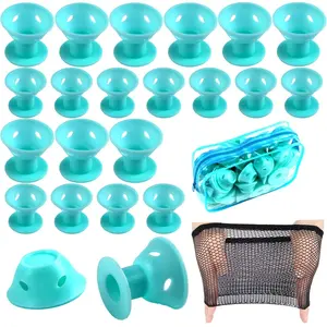40  Magic Hair Rollers Include 20  Large Silicone Curlers and 20 Small Silicone Curlers (Pale Cyan)