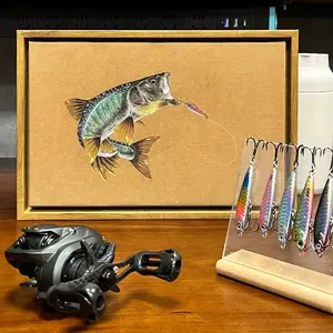 Lure Fishing Tackle Decorative Painting Ornaments Mandarin Fish Bass Barracuda Catfish Carp Fish Prints for Fishing Enthusiasts Home Wall Decoration