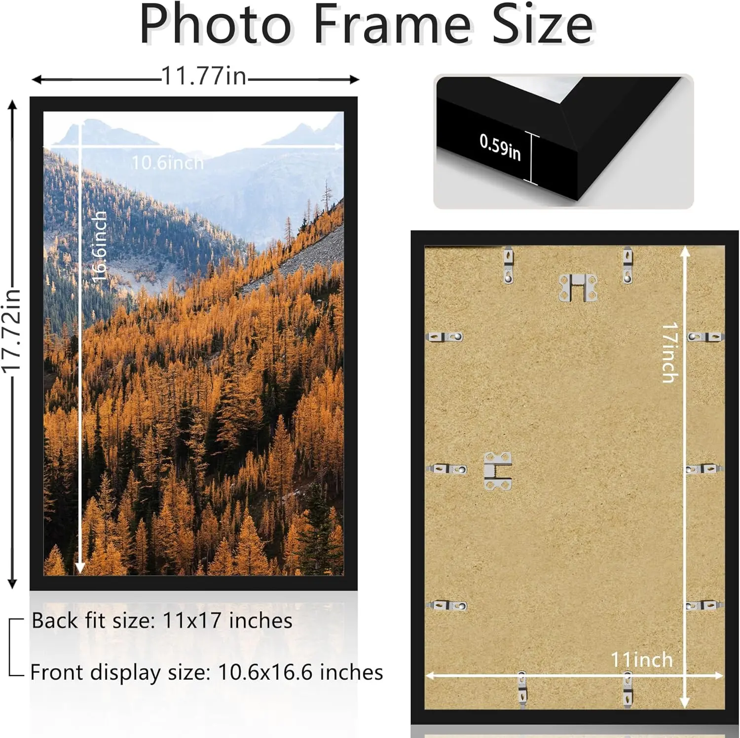 11x17 Picture Frame, Photo Frame for Wall Mounting Display, Black