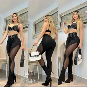 Leggings Colombianas Brisbane - Black Leggings with Unique Mesh Design as Shown in the Image