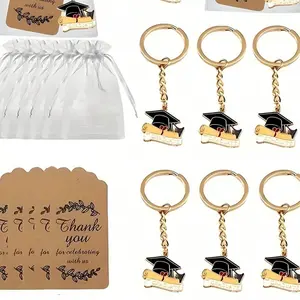 6 Pcs Graduation Commemorative Keychains, Metal Inspirational Keychains with Thank You Cards, Unisex 2026 Graduation Keychains, Carnival Theme
