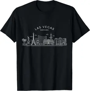 Las Vegas Skyline NV Pride Vintage Las Vegas Nevada Summer Casual Shortsleeve Cotton T-Shirt