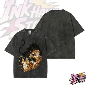 Leopard and Jaguar Patterns--Short Sleeve Cotton Unisex Retro wash Tee