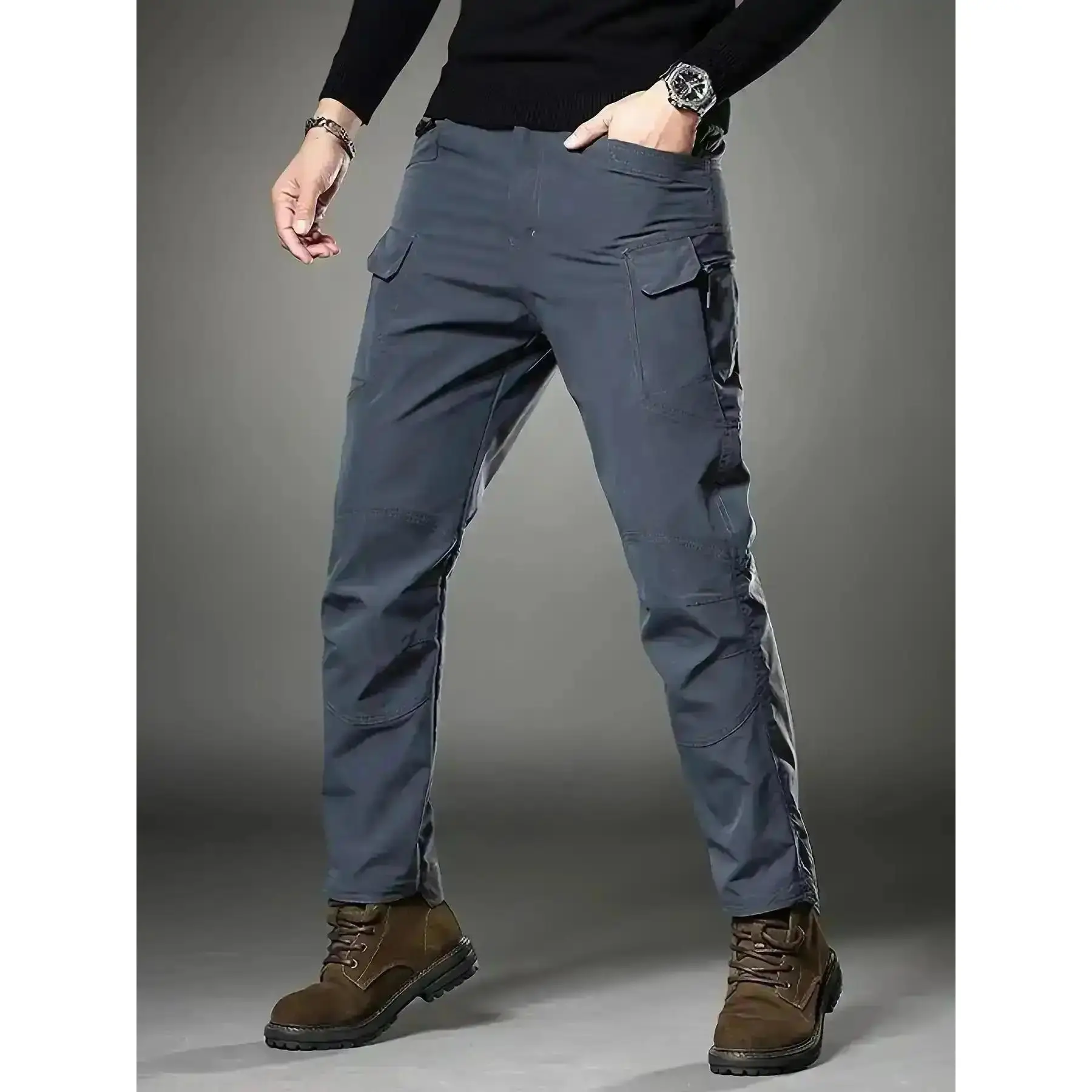 Cargo Pants Men's Multi Pocket Waterproof Trousers Wear Resistant Training Overalls Quick Dry Fabric, Piece, CasualStyle, ComfortableFit, ComfortWear, SoftFabric, Lightweight, TrendyLook breezy flattering fit clean look