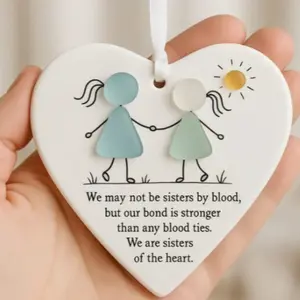 Heart-Shaped Sea Glass Ornament, Friendship Heart Decoration, Eternal Friendship Christmas Tree Theme Memorial Gift, Hanging Ornament