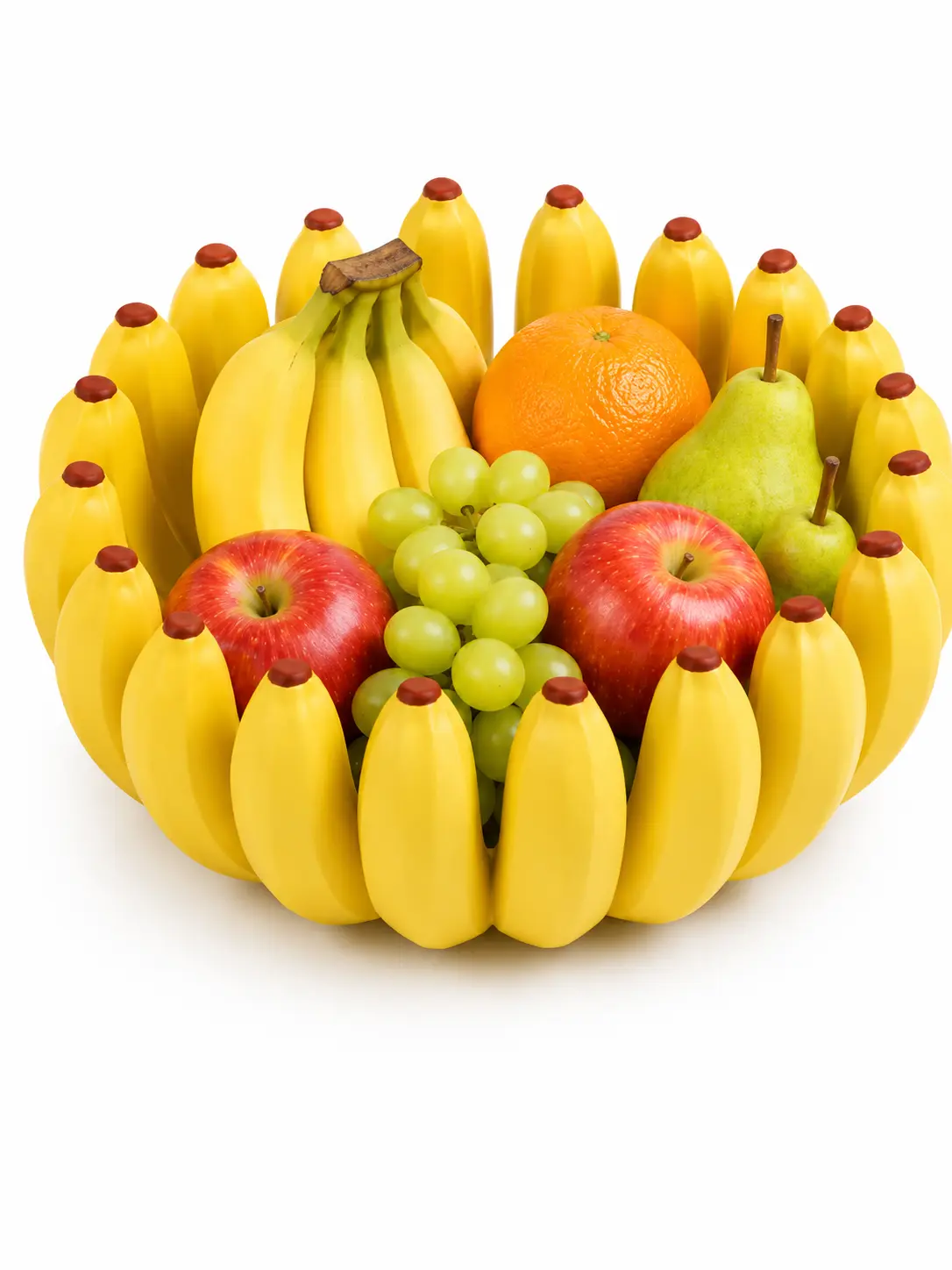 10-Inch Playful Banana Shape Fruit Bowl - Open Bin Home Organizer, Kitchen Countertop Storage, Decorative Dining Table Centerpiece for Fruit Display & Housewarmers, One Piece, Birthday