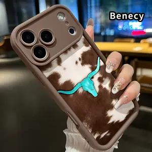Phone Case for iPhone 17 Pro Max 16 Plus 15 14 13 12 11 Air E Cowhide Turquoise Skull Pocket-Friendly Shockproof Silicone Protective Softcase